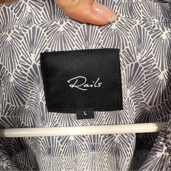 Rails Linen Rayon Camp Collar Button Shirt Abstract Print Vacationcore L Gray - Picture 6 of 12